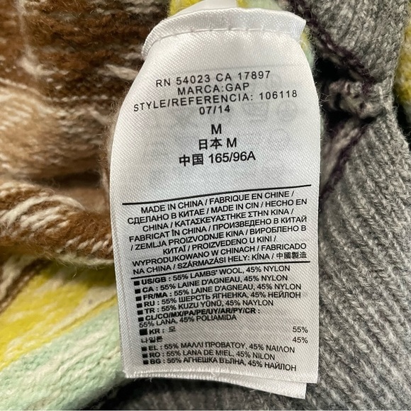 Gap Vintage Wool Crewneck Colourful Nordic Style Cozy Pullover Sweater Medium - Picture 4 of 7